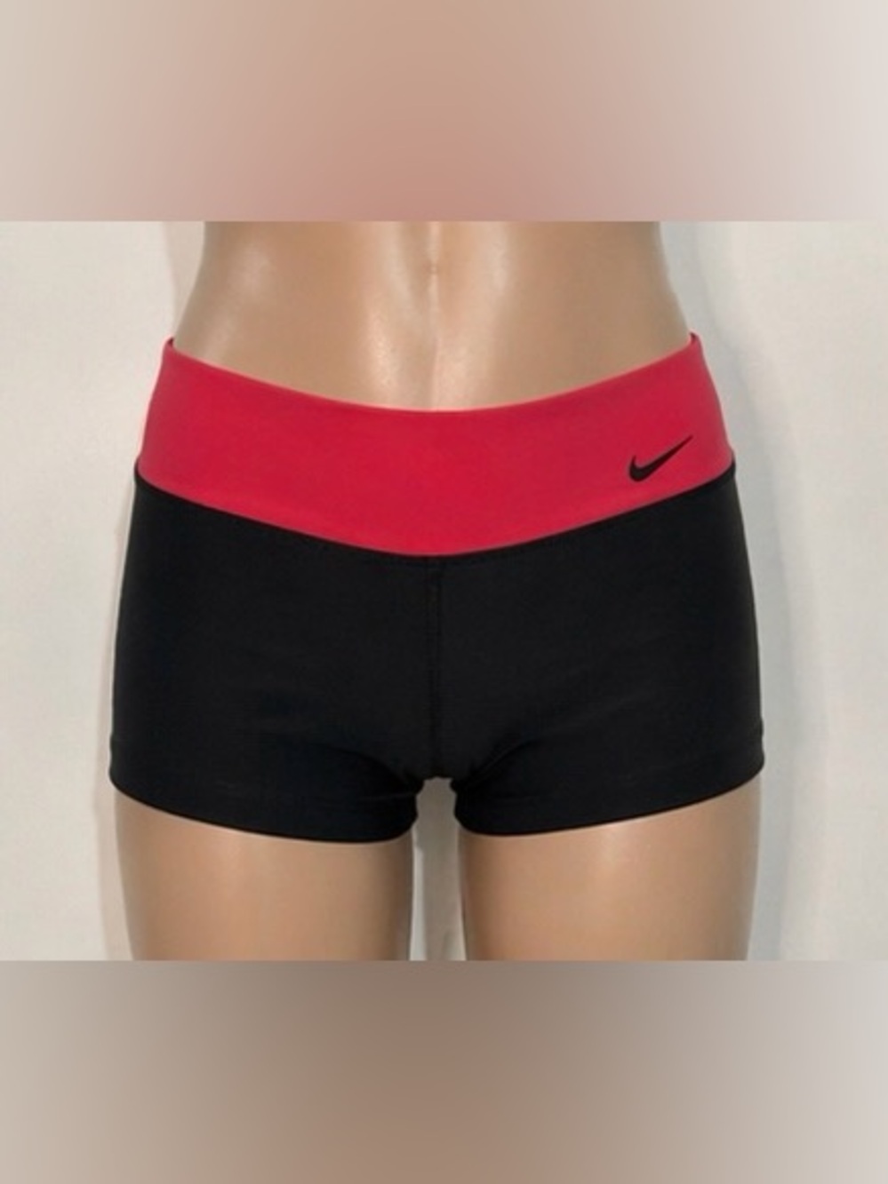 Nike Women's Black Bike Shorts with Pink Waistband